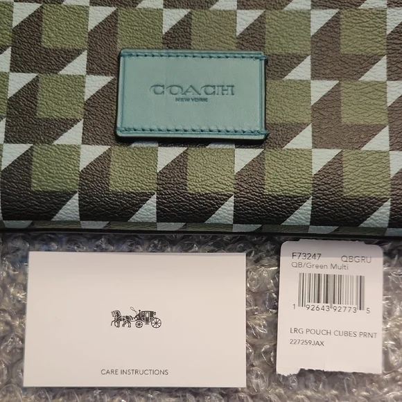 Coach Men's Large Pouch with Cube Print - Picture 2 of 7